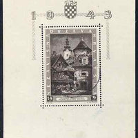 Croatia 1943 Philatelic Exhibition m/sheet cds used but few split perfs at right, SG MS 89a