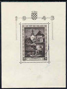Croatia 1943 Philatelic Exhibition m/sheet cds used but few split perfs at right, SG MS 89a