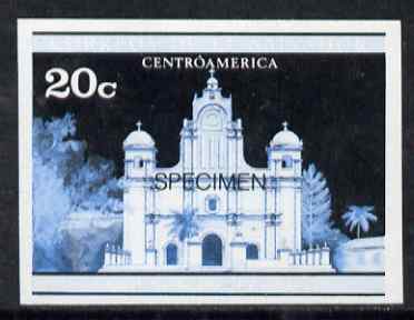 El Salvador 1971 Churches 20c imperf proof in blue & black colours only optd SPECIMEN, as SG 1370 unmounted mint