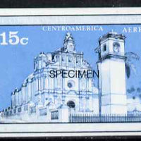 El Salvador 1971 Churches 15c imperf proof in blue & black colours only optd SPECIMEN, as SG 1372 unmounted mint