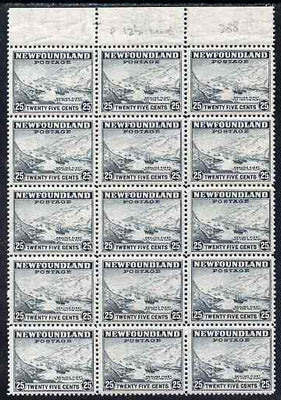 Newfoundland 1941-44 KG6 Sealing Feet 25c line perf 12.5 block of 15 unmounted mint SG 288