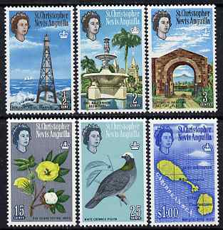 St Kitts-Nevis 1967 Pictorial definitive set of 6 (sideways wmk) unmounted mint, SG166-71