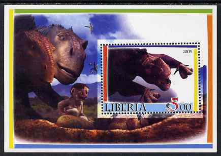 Liberia 2005 Dinosaurs #4 perf souvenir sheet unmounted mint