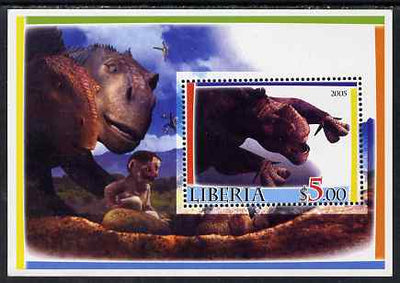 Liberia 2005 Dinosaurs #4 perf souvenir sheet unmounted mint