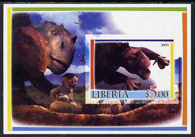 Liberia 2005 Dinosaurs #4 imperf souvenir sheet unmounted mint