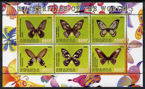Rwanda 2009 Butterflies perf sheetlet containing 6 values unmounted mint