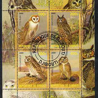 Djibouti 2009 Owls perf sheetlet containing 4 values fine cto used