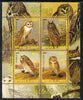 Djibouti 2009 Owls perf sheetlet containing 4 values unmounted mint