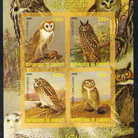 Djibouti 2009 Owls imperf sheetlet containing 4 values unmounted mint