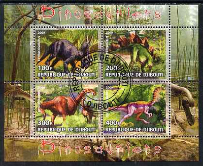 Djibouti 2009 Dinosaurs perf sheetlet containing 4 values fine cto used