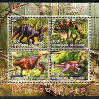 Djibouti 2009 Dinosaurs perf sheetlet containing 4 values unmounted mint