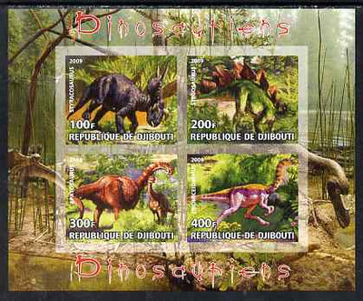 Djibouti 2009 Dinosaurs imperf sheetlet containing 4 values unmounted mint