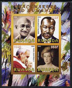 Rwanda 2009 Peacemakers & Humanists #1 imperf sheetlet containing 4 values (Gandhi, Martin Luther King, Pope John Paul & Diana) unmounted mint