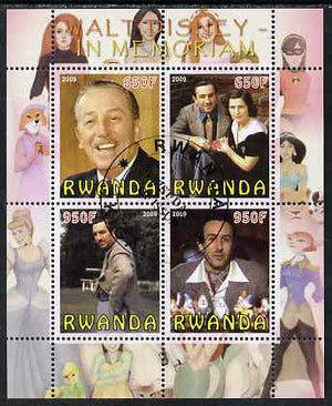 Rwanda 2009 In Memoriam - Walt Disney perf sheetlet containing 4 values fine cto used