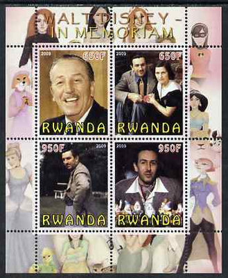 Rwanda 2009 In Memoriam - Walt Disney perf sheetlet containing 4 values unmounted mint