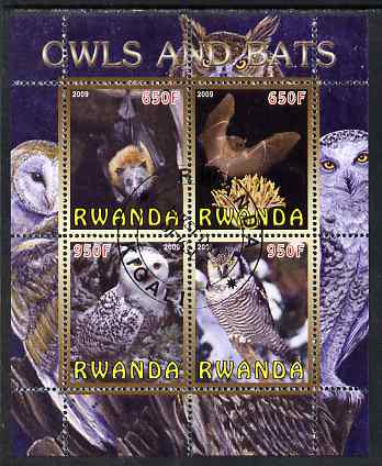 Rwanda 2009 Owls & Bats perf sheetlet containing 4 values fine cto used
