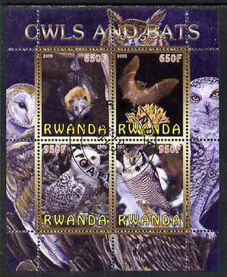 Rwanda 2009 Owls & Bats perf sheetlet containing 4 values fine cto used