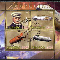 Rwanda 2009 Zeppelins perf sheetlet containing 4 values fine cto used