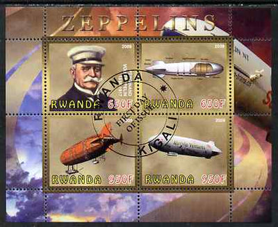 Rwanda 2009 Zeppelins perf sheetlet containing 4 values fine cto used