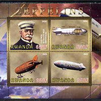 Rwanda 2009 Zeppelins perf sheetlet containing 4 values unmounted mint