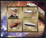 Rwanda 2009 Zeppelins perf sheetlet containing 4 values unmounted mint