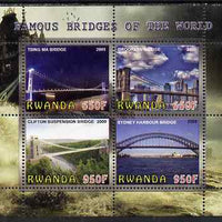 Rwanda 2009 Famous Bridges of the World perf sheetlet containing 4 values unmounted mint