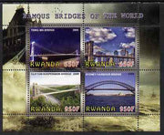 Rwanda 2009 Famous Bridges of the World perf sheetlet containing 4 values unmounted mint