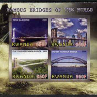 Rwanda 2009 Famous Bridges of the World imperf sheetlet containing 4 values unmounted mint