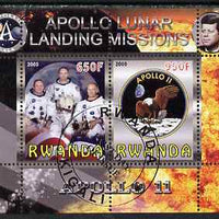 Rwanda 2009 Apollo Lunar Landing Missions - Apollo 11 perf sheetlet containing 2 values fine cto used