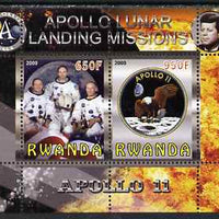 Rwanda 2009 Apollo Lunar Landing Missions - Apollo 11 perf sheetlet containing 2 values unmounted mint