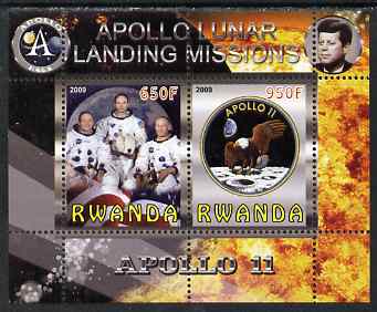 Rwanda 2009 Apollo Lunar Landing Missions - Apollo 11 perf sheetlet containing 2 values unmounted mint