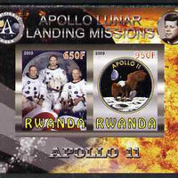 Rwanda 2009 Apollo Lunar Landing Missions - Apollo 11 imperf sheetlet containing 2 values unmounted mint