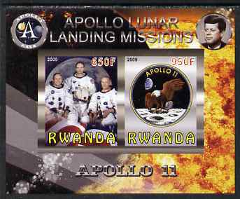 Rwanda 2009 Apollo Lunar Landing Missions - Apollo 11 imperf sheetlet containing 2 values unmounted mint