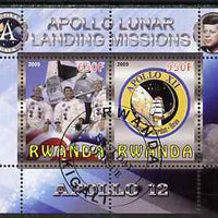 Rwanda 2009 Apollo Lunar Landing Missions - Apollo 12 perf sheetlet containing 2 values fine cto used