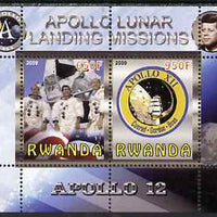Rwanda 2009 Apollo Lunar Landing Missions - Apollo 12 perf sheetlet containing 2 values unmounted mint