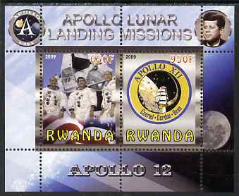 Rwanda 2009 Apollo Lunar Landing Missions - Apollo 12 perf sheetlet containing 2 values unmounted mint