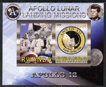 Rwanda 2009 Apollo Lunar Landing Missions - Apollo 12 imperf sheetlet containing 2 values unmounted mint