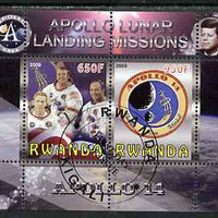 Rwanda 2009 Apollo Lunar Landing Missions - Apollo 14 perf sheetlet containing 2 values fine cto used