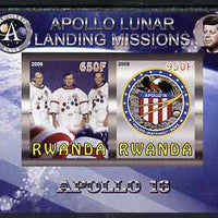 Rwanda 2009 Apollo Lunar Landing Missions - Apollo 16 imperf sheetlet containing 2 values unmounted mint
