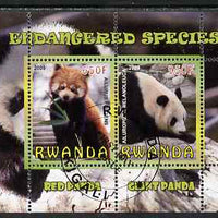 Rwanda 2009 Endangered Species - Pandas perf sheetlet containing 2 values fine cto used