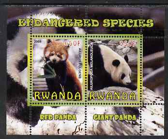 Rwanda 2009 Endangered Species - Pandas perf sheetlet containing 2 values unmounted mint