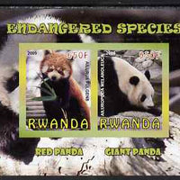 Rwanda 2009 Endangered Species - Pandas imperf sheetlet containing 2 values unmounted mint