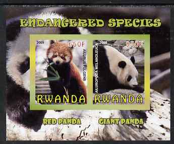 Rwanda 2009 Endangered Species - Pandas imperf sheetlet containing 2 values unmounted mint