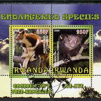 Rwanda 2009 Endangered Species - Tree Kangaroo & Aye Aye (Lemur) perf sheetlet containing 2 values fine cto used