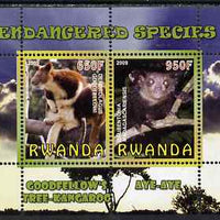 Rwanda 2009 Endangered Species - Tree Kangaroo & Aye Aye (Lemur) perf sheetlet containing 2 values unmounted mint