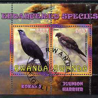 Rwanda 2009 Endangered Species - Kokako & Harrier perf sheetlet containing 2 values fine cto used