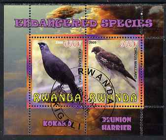 Rwanda 2009 Endangered Species - Kokako & Harrier perf sheetlet containing 2 values fine cto used