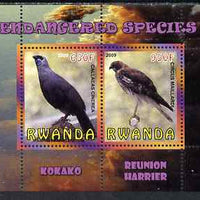 Rwanda 2009 Endangered Species - Kokako & Harrier perf sheetlet containing 2 values unmounted mint