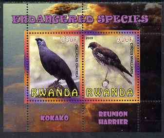 Rwanda 2009 Endangered Species - Kokako & Harrier perf sheetlet containing 2 values unmounted mint