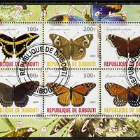 Djibouti 2009 Butterflies perf sheetlet containing 6 values fine cto used